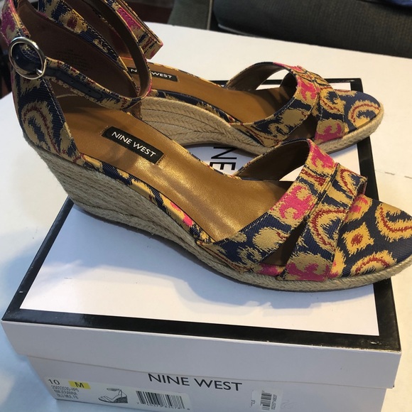 Nine West espadrille wedges heels with strap 10Med - Picture 3 of 8